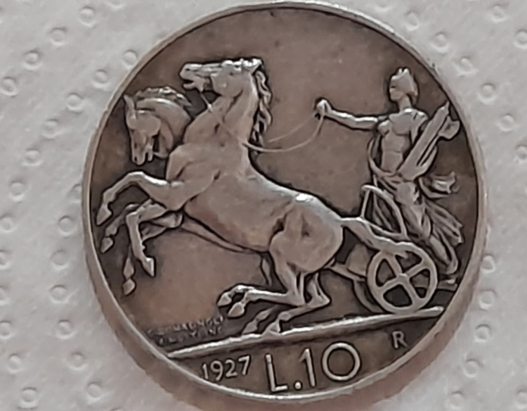 Moneda de plata 10 Liras Italia 1927