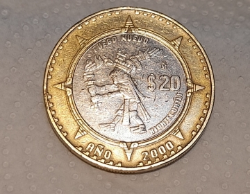 Moneda México 2000 dios del fuego $20